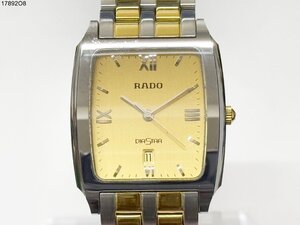 稼働品 RADO ラドー DIASTAR ダイヤスター 129.0570.3 クォーツ スクエア デイト コンビカラー メンズ 腕時計 純正ベルト 17892O8-18