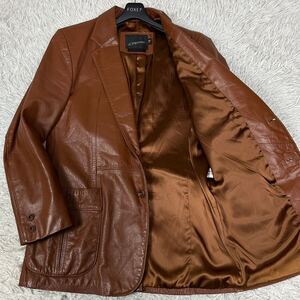 希少 Lサイズ 【本革 ヴィンテージ】JC PENNY テーラードジャケット シングル レザージャケット ブラウン 希少色 VINTAGE 2B size 40reg 