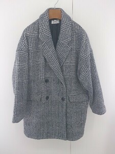 ◇ AZUL BY MOUSSY アズールバイマウジー チェック 厚手 長袖 コート サイズM グレー ブラック系 レディース P