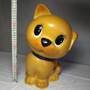 n-1444◆羽後銀行 貯金箱 カウンター 犬 ソフビ 企業物 当時物 昭和レトロ ノベルティー 1348g◆状態は画像で確認してください。