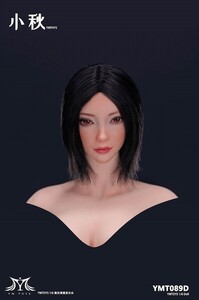 ★YM Toys★1/6 女性ヘッドD : Black Medium Straight Hair（YMT-089D）7002