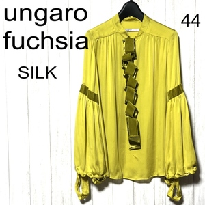 ウンガロフューシャ シルクブラウス 44 ungaro fuchsia プルオーバー フレア袖 