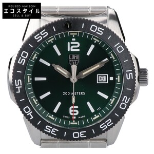 新品同様/ LUMINOX ルミノックス 3137 PACIFIC DIVER ダイバーズモデル クオーツ 腕時計 44mm シルバー/グリーン/ブラック メンズ