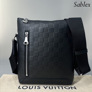 1円【新品同様/RFID】LOUIS VUITTON ルイヴィトン N42418 ダミエアンフィニ ディスカバリー メッセンジャーBB ショルダーバッグ オニキス 