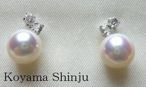 新品★小山真珠★１円～人気商品！めっちゃめちゃ綺麗！絶品花珠カラー！あこや本真珠/半輝石ＷＧパールピアス