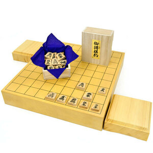 将棋セット　新かや2寸一枚板卓上将棋盤セット(木製将棋駒黄楊上彫駒)【囲碁将棋専門店の将碁屋】