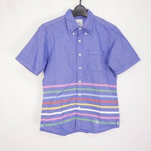 uniform experiment ユニフォームエクスペリメント S/S COLOR CHART BORDER B.D SHIRT ボーダー ボタンダウン 半袖シャツ BLUE 2 UE-140083