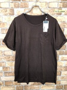 タグ付き新品！mitis レディース 胸ポケット オーバーサイズ Tシャツ カットソー M 茶 ポリエステル綿