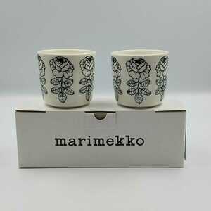 【未使用】新品 ヴィヒキルース　ペア ダークグリーン×ホワイト系　 marimekko マリメッコ ラテ マグ