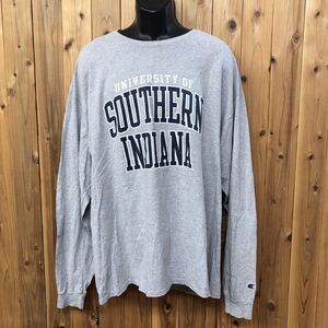 Champion /チャンピオン メンズ3XL グレー 長袖Tシャツ 三連プリント SOUTHERN INDIANA カレッジ アメカジ スポーツ USA古着 大きいサイズ