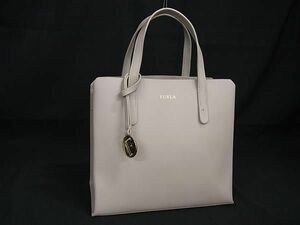 1円 ■美品■ FURLA フルラ サリー レザー ハンドバッグ トート レディース ライトグレー系 FE0314