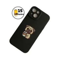 【割引有り】iPhone15 ケース　カバー　スマホケース　黒　dog　cafe