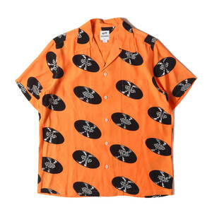 WACKO MARIA ワコマリア シャツ サイズ:S 21SS VANS VAULT レコード柄 レーヨン アロハシャツ HAWAIIAN SHIRT オレンジ コラボ