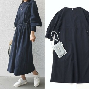 【即決】23aw 美品*1.4万 SHIPS.me｜大人カジュアル♪ドロストワンピース ネイビー　送料230円～（シップスミー）