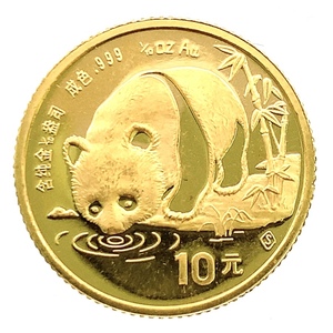 パンダ金貨 中国 24金 純金 1987年 3.1g 1/10オンス イエローゴールド コイン GOLD コレクション 美品
