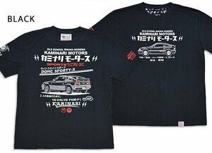 サイバースポーツ半袖Tシャツ◆カミナリ ブラックMサイズ 中排気量 KMT-230 雷 CR-X HONDA エフ商会 昭和 レトロ 旧車 efu