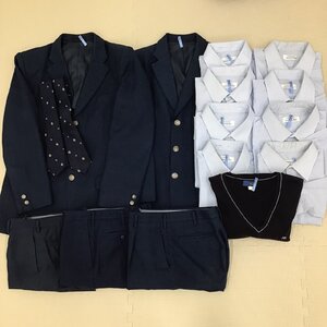 OT458-3(箱) (中古)栃木県 宇都宮北高等学校 男子学生服 16点セット/指定品/180A/W76/ブレザー/セーター/シャツ/ズボン/ネクタイ/制服/夏冬