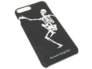 ■美品■ ALEXANDER McQUEEN アレキサンダー マックイーン ポリウレタン iPhone 7plus/8plus 対応 スマホケース ブラック系 DG1735