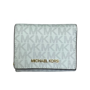 MICHAEL KORS マイケルコース 35F3GTVZ5V 財布 三つ折り財布 折り財布 コンパクトウォレット MKロゴ 総柄 レザー ホワイト