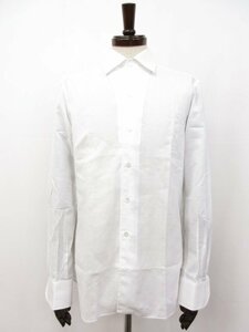 超美品【FRAY フライ】 コットン×リネン 織柄 薄手 長袖シャツ (メンズ) size15(3/4)/40 ホワイト イタリア製 □33MK4219□