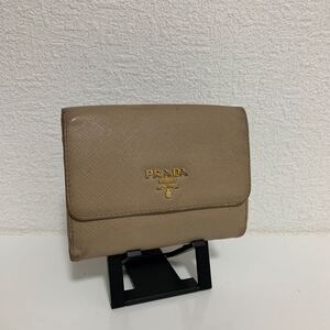 PRADA プラダ　サフィアーノ　 コンパクト ウォレット レザー　ピンク系　ゴールド金具