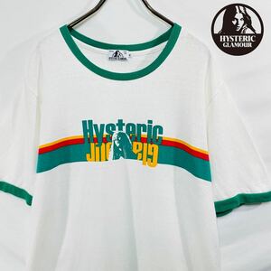 【即完売モデル】 HYSTERIC GLAMOUR ヒステリックグラマー リンガー Tシャツ フロントロゴ マルチカラー 白 M ヒスガール 極美品 