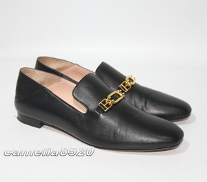 BALLY バリー DARCIE FLAT バブーシュ ローファー 黒 ブラック レザー 本革 39 サイズ 約24.5～25cm イタリア製 中古 美品 レディース