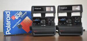 W6-27 【2台セット】 Polaroid ポラロイド 636 closeup フィルムカメラ カメラ 当時物 ストロボ発光OK 現状品