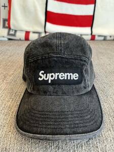 レア　新品未使用　23 完売　supreme シュプリーム　ボックスロゴ　ブラック　デニム　キャンプ　キャップ　ステューシー　ロンハーマン