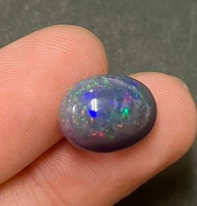 【超希少】極上大粒　最高級天然ブラックオパール　カボションルース　15.6×11.4mm　6.0ct　遊色綺麗　一円～