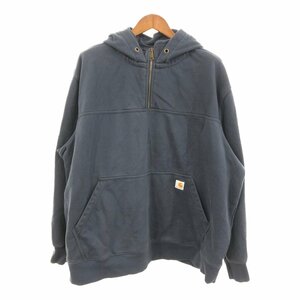 SALE/// Carhartt カーハート ハーフジップ フーディー パーカー ネイビー (メンズ 3XL) Q1141