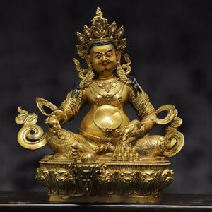 ◆古寳堂◆清 銅製 塗金 黄財神像 仏教古美術 供養品 極細工 古置物 古擺件 中国古美術 時代物 古董品