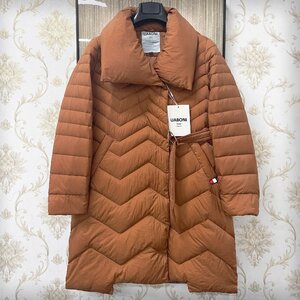 ★★逸品EU製＆定価10万◆UABONI*Paris*ダウンジャケット*ユアボニ◆ダックダウン90％ 軽量 防寒 定番 ロング丈 撥水加工 レディース L/48