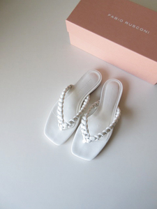 2022SS FABIO RUSCONI / ファビオルスコーニ 7091529 KNOT THONG SANDAL WHITE 37/24.0 * サンダル レディース