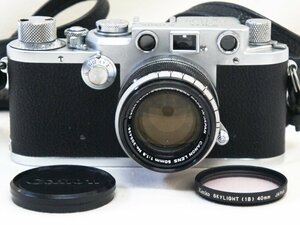 中古【Leica ライカ】Ⅲcボディ 47万台 レンズcanon 50mm 1:1.8 レンズ保護フィルター付 シャッターOK カメラ レンジファイナダー