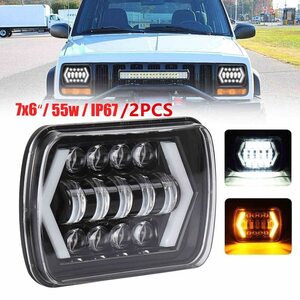 ●55W,7X6,/5X7インチ,LEDs,ヘッド,ライト,Halo,DRL,86-95,ジープ,ラングラー,YJ84-01,チェロキー,XJ,エンジェル,アイズ,DRLH4用