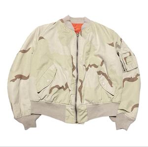 USA製 VINTAGE ALPHA INDUSTRIES MA-1 ビンテージ アルファ インダストリーズ ミリタリー フライトジャケット サンドカモ XL