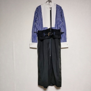 Sacai Suiting x Cotton Poplin 20-05129 ドッキング 切替 ワンピース 20AW ブルー ホワイト ブラック サカイ 4-0902M 243334