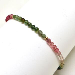 【売り切り】1円〜!!▼K18 天然トルマリンブレスレット▼J◎ 約2.6g 約17.5cm tourmaline jewelry bracelet DA5/DC0 S232