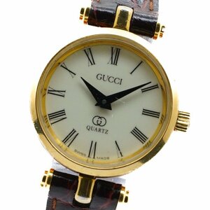 1円 GUCCI グッチ シェリーライン 2000L QZ クオーツ アイボリー文字盤 ゴールド GP 腕時計 レディース ウォッチ Watch 0422120240604