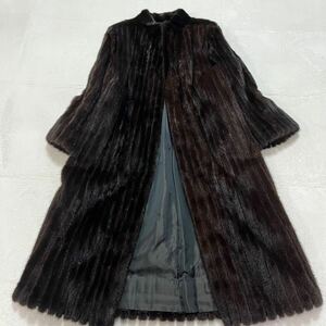 【極美品】最高級 ミンク コート ダークミンク 着丈110cm ロングコート リアルファー 本毛皮 MINK FUR パロディ PALODY 艶 毛並 ブラウン