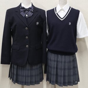 A599/S646(中古)埼玉県 武南高校 女子制服8点 /M/L/W66/ブレザー/セーター/ベスト/ブラウス/スカート/リボン/冬服/夏服/学生服/卒業生品