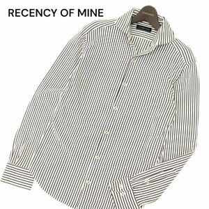 RECENCY OF MINE アバハウス 通年★ 長袖 ホリゾンタルカラー ストライプ シャツ Sz.44　メンズ 白 × 黒 日本製　C4T01709_2#C