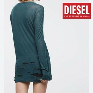 ディーゼル Tシャツ レディース カットソー 長袖 DIESEL ブランド グリーン Sサイズ トップス T-FIEN