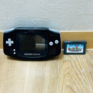 【WSB-501】任天堂 ゲームボーイアドバンス ブラックカラー AGB-001 ゲーム機 本体 スーパーマリオアドバンス カセット計2点 ジャンク品