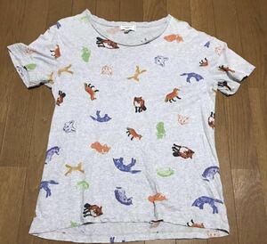 kitsune 総柄 Tシャツ　M キツネ