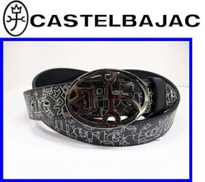 新作★\17600〓CASTELBAJACカステルバジャック〓35mm家紋バックルプリントベルトblack