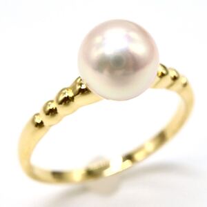 1円〜!!【美品】MIKIMOTO(ミキモト)《K18 アコヤ本真珠リング》J 約2.6g 約13.5号 ring 指輪 diamond パール pearl 18金 EB3/EB3 E282