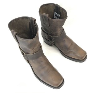 USA製ビンテージ☆フライ/FRYE【8.5M/25.5cm/茶/BROWN】本革/ハーネス/リングブーツ/ウエスタン☆80s-90s/Vintage/boots/Shoes◇bWB97-4