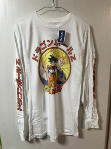 新品 S ドラゴンボール Tシャツ 輸入 長袖 白 ホワイト 悟空 サイヤ人3 海外 アメリカ 公式 タグ Marshalls 東映 バードスタジオ E3-1